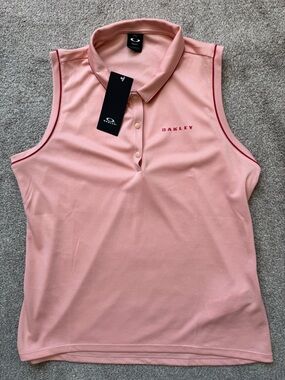 NWT Women’s Oakley Golf Tank Top Polo Shirt Size Large Peach/Pink